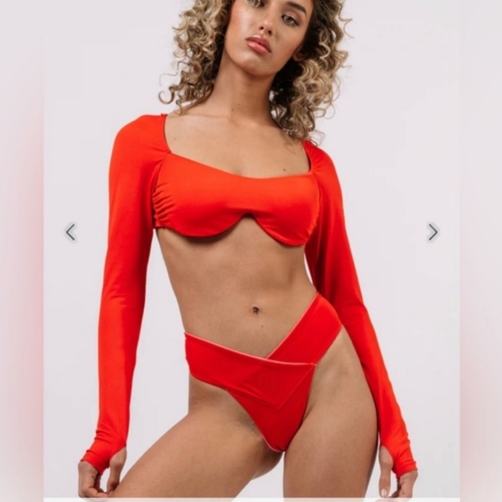We Are Hot as Hell HAH Free People Long Sleeve Keep It Up Rash Guard Swim Top